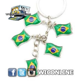 Brazil 5 Flag Charm Keychain